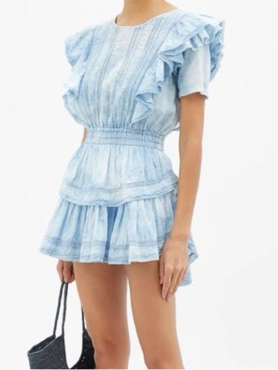 LoveShackFancy Dresses & Skirts - LoveShackFancy Sky Blue Ruffled Mini Dress